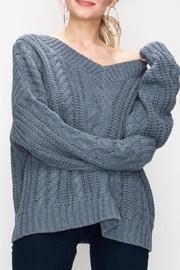  Blue Cable-knit Sweater