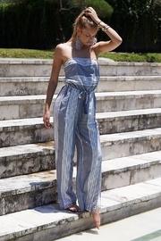  Tie-back Stripe Jumpsuit