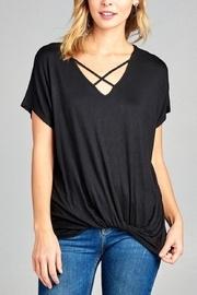  Knotted-waist Cross-neck Tee