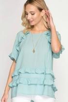  Ruffle Accent Blouse