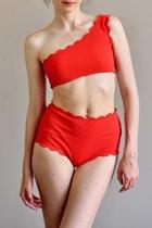  Red High Waisted Bikini