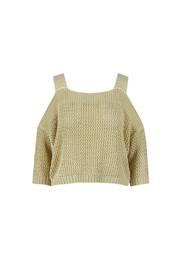  Cold Shoulder Knit Sweater