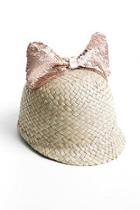  Sequin-bow Straw Hat