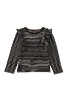  Striped Ruffle Flutter Top