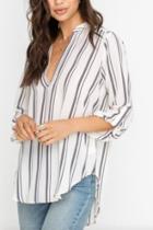  Striped Stacey V-neck Tunic Top