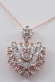  Rose Gold Diamond Heart Pendant Cluster Necklace Slide 18 Chain Wedding Gift