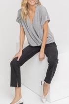  Draped Crossover Knit-top