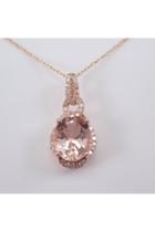  2.35 Ct Morganite And Diamond Drop Pendant Necklace 18 Chain 14k Rose Pink Gold Wedding Gift