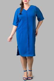  Exposed Seam Blue Dress