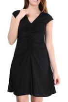  Shirred-front Black Dress