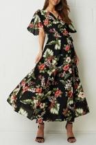  Black Floral-maxi Dress