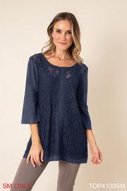  Faux Suede & Lace Top