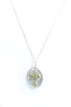  Large Oval Cross Necklace - 17 Inch Chain