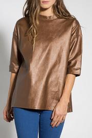  Faux Leather Blouse
