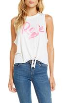  Tie Front Rose Flamingo Muscle Tank