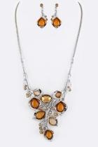  Crystal Flowers Necklace-set