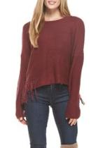  Merlot Fringe Sweater