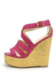  Metallic Gold Fuchsia Wedge