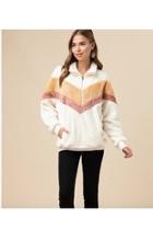  Faux Fur Chevron Pullover Sweater