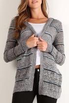  Hooded Striped Cardigan