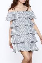  Stripe Print Flutter Dress