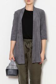  Suede Peplum Cardigan