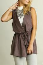  Sleeveless Faux-suede Vest