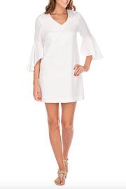  Trumpet Sleeve V Neck Dress