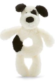  Bashful Black & Cream Puppy Ring Rattle