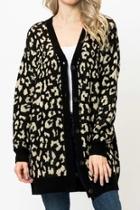  Leopard Button Cardigan