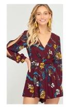  Burgundy Floral Jumpsuit