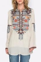  Embroidered Silk Tunic Top