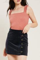  Corduroy Side Button Mini Skirt
