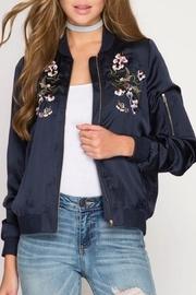  Embroidered Satin Bomber
