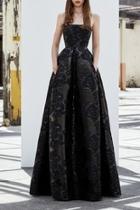  Jacquard Strapless Gown