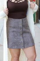 Suede Button-up Skirt