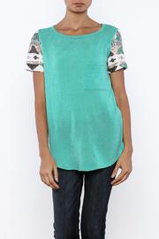  Knit Sequin Sleeve Tee