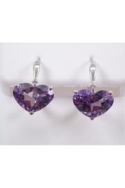  14k White Gold Diamond And Heart Amethyst Drop Earrings February Birthday Leverback