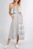  Striped Strapless Dress