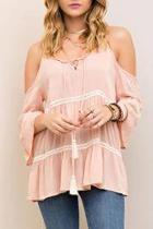  Cold Shoulder Ruffle Tank