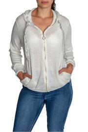  Silver Drawstring Zip Up Hoodie