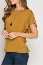  Mustard Lace-up Top