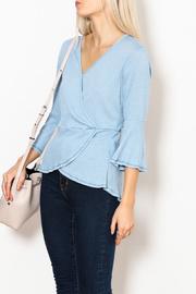  3/4 Bell Sleeve Faux Wrap Top