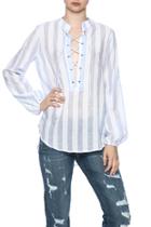  Stripe Lace Up Top