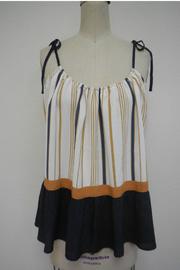  Stripe Tie Shoulder Top