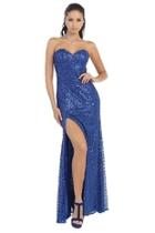  Royal Blue Sequin Long Dress