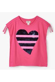  Flip Sequin Heart Cinched Shoulder Tee