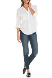  Lurex Striped Button Down Top