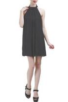  Pleated High Neck Dress