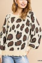  Animal Print Pullover Sweater